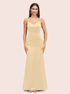Sexy Mermaid Spaghetti Straps Long Soft Satin Bridesmaid Dresses Online