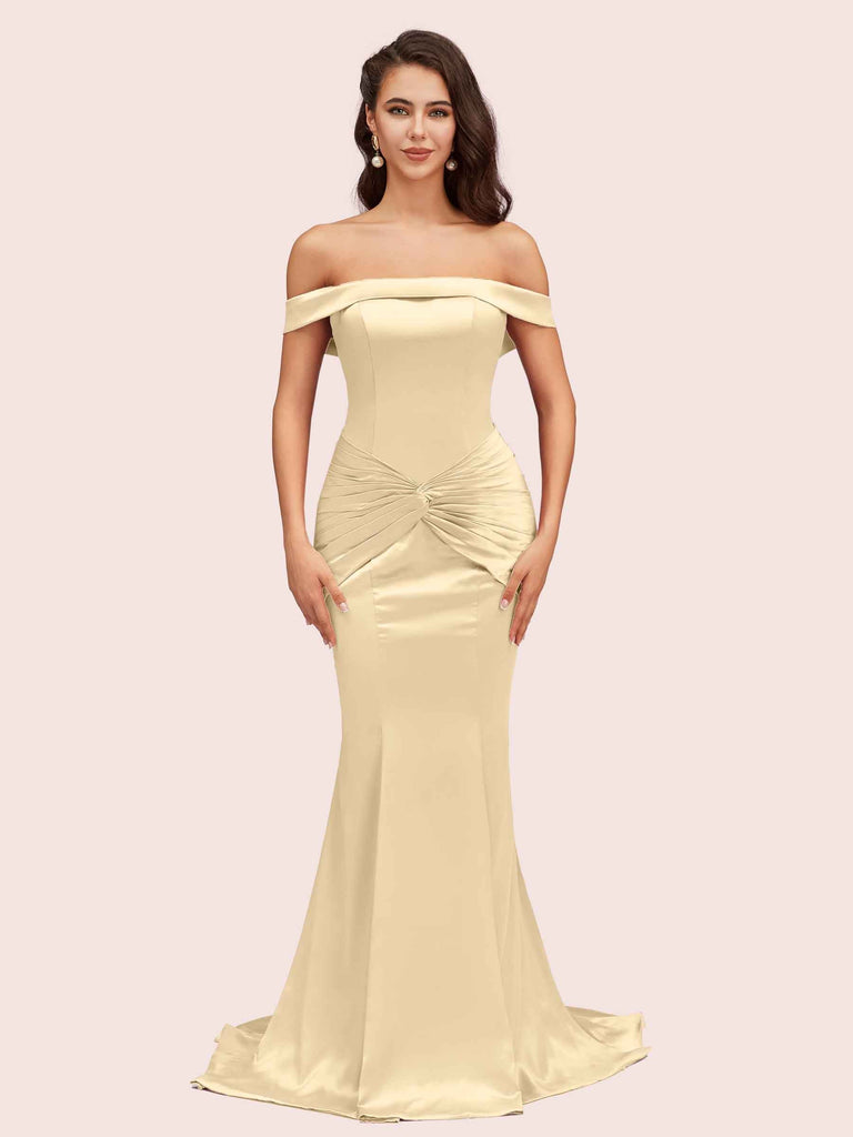 Sexy Off Shoulder Mermaid Long Silky Satin Formal Prom Dresses 2023 Sexy Off Shoulder Mermaid Long Silky Satin Formal Prom Dresses 2023
