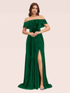 Elegant Off Shoulder Side Slit Long Velvet Bridesmaid Dresses Online