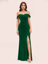 Sexy Velvet Off Shoulder Side Slit Mermaid Long Bridesmaid Dresses Online