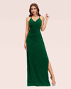 Sexy Velvet Spaghetti Straps V-neck Long Bridesmaid Dresses Online