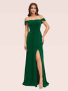 Sexy Mermaid Off Shoulder Long Side Slit Velvet Evening Prom Dresses Online