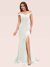 Sexy Off Shoulder Side Slit Stretchy Jersey Long Mermaid Evening Prom Dresses Online