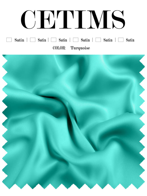 Soft Satin Fabric Swatch Turquoise