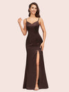 Simple Spaghetti Straps Mermaid Long Soft Satin Bridesmaid Dresses