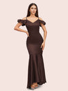 Sexy Mermaid Cold Shoulder Silky Satin High Low Prom Dresses Online