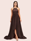 Sexy High Low Halter Satin Bridesmaid Dresses Online