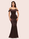 Sexy Cold Shoulder Mermaid Soft Satin Formal Prom Dresses Online