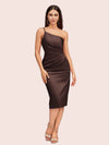 Elegant Sheath One Shoulder Soft Satin Short Bridesmaid Dresses Online