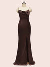 Sexy Criss Cross Spaghetti Straps Mermaid Long Satin Prom Dresses With Slit
