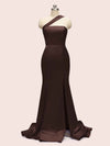 Elegant One Shoulder Side Slit Long Soft Satin Mermaid Bridesmaid Dresses