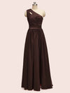 Elegant One Shoulder A-Line Long Soft Satin Formal Prom Dresses Online