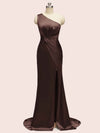 Sexy Side Slit Mermaid One Shoulder Long Soft Satin Bridesmaid Dresses Online