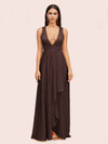 Elegant A-Line V-Neck Long Soft Satin Bridesmaid Dresses Online