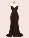 Sexy Mermaid Spaghetti Strap Long Side Slit Soft Satin Formal Prom Dresses Online