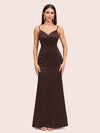 Sexy Mermaid Spaghetti Straps Long Soft Satin Bridesmaid Dresses Online