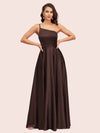 Fancy One Shoulder A-Line Long Soft Satin Party Prom Dresses 2023