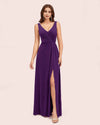 Modern Velvet V-Neck Side Slit Long Bridesmaid Dresses Online