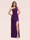 Sexy Velvet One Shoulder Long Mermaid Formal Prom Dresses With Slit