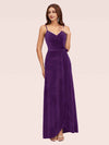 Elegant Velvet Spaghetti Straps V-neck Modern Long Prom Dresses With Slit