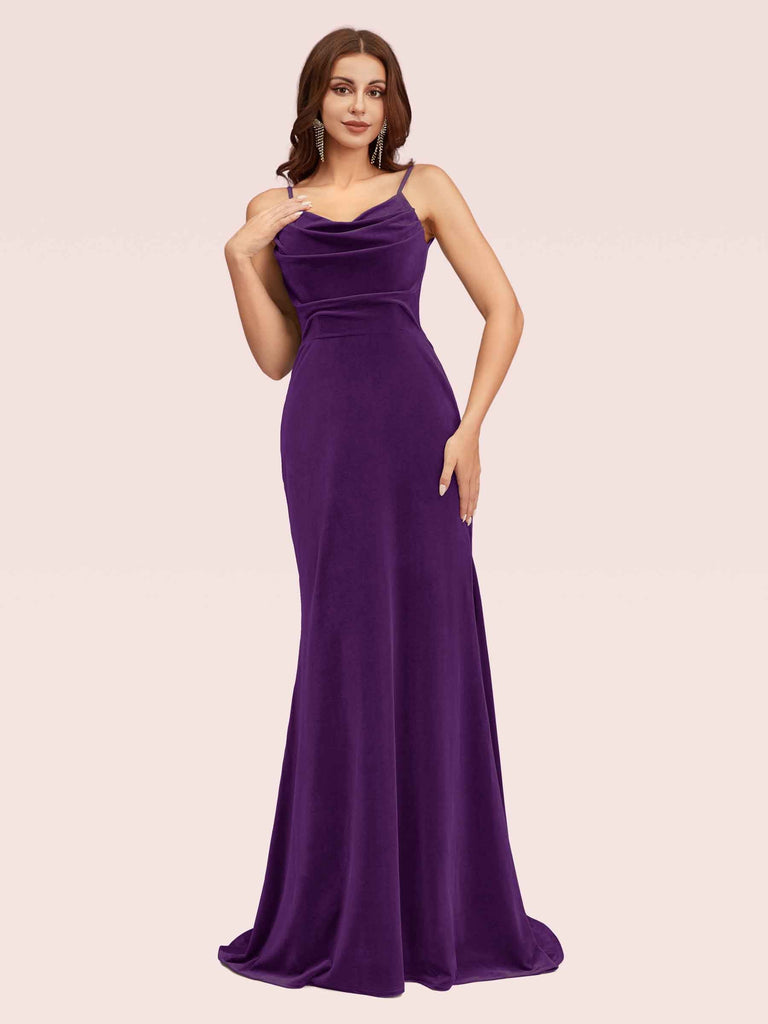 plum mermaid bridesmaid dresses ZAPAKA Women Plum Formal Dress One Shoulder Sheath Velvet Long Evening Dress, Plum / US16W