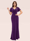 Sexy Short Sleeves Open Back Long Stretch Velvet Formal Prom Dresses Online