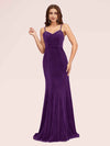 Elegant Spaghetti Straps Long Mermaid Velvet Evening Prom Dresses Online