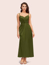 Elegant Spaghetti Straps A-Line Ankle Length Short Satin Bridesmaid Dresses Online