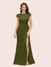 Sexy Open Back Mermaid Jewel Neck Long Soft Satin Bridesmaid Dresses Online