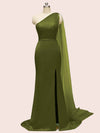 Unique One Shoulder Long Stretchy Satin Party Dresses For Women