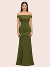 Sexy Off Shoulder Sleeveless Mermaid Long Soft Satin Bridesmaid Dresses