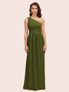 Elegant One Shoulder A-Line Long Soft Satin Bridesmaid Dresses Online