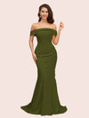 Sexy Mermaid Off Shoulder Long Soft Satin Bridesmaid Dresses Online
