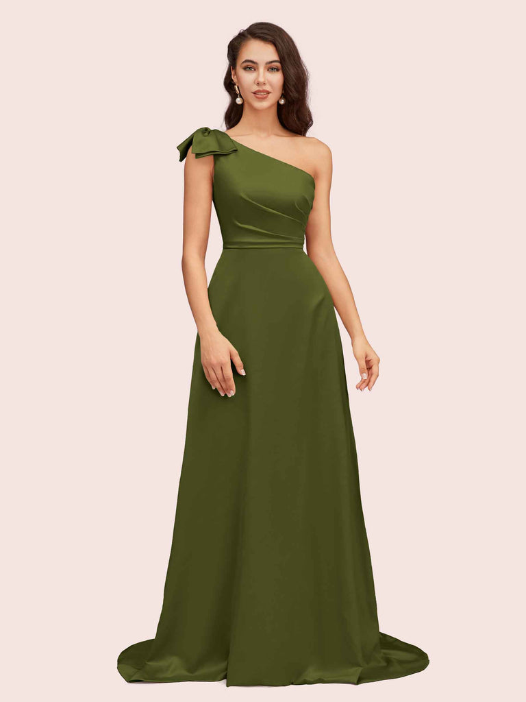 Elegant One Shoulder Long Soft Satin Bridesmaid Dresses Online Elegant One Shoulder Long Soft Satin Bridesmaid Dresses Online