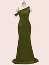 Sexy Mermaid Spaghetti Straps Long Soft Satin Bridesmaid Dresses With Slit