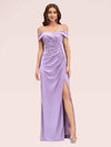 Sexy Off Shoulder Side Slit Stretchy Jersey Long Mermaid Bridesmaid Dresses Online