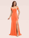 Elegant Side Slit Mermaid Off Shoulder Long Stretch Velvet Formal Prom Dresses Online