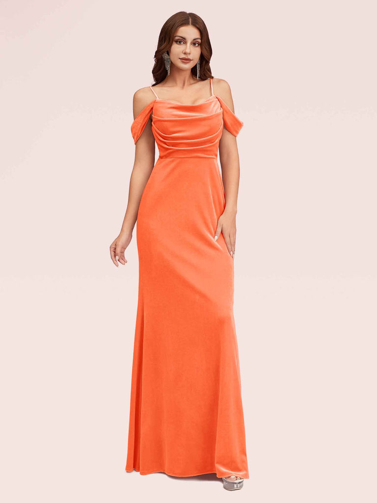 Elegant Cold Shoulder Long Mermaid Velvet Graduation Prom Dresses Online Elegant Cold Shoulder Long Mermaid Velvet Graduation Prom Dresses Online
