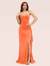 Sexy Spaghetti Straps Mermaid Long Formal Prom Dresses With Slit