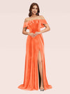 Elegant Off Shoulder Side Slit Long Velvet Party Prom Dresses Online