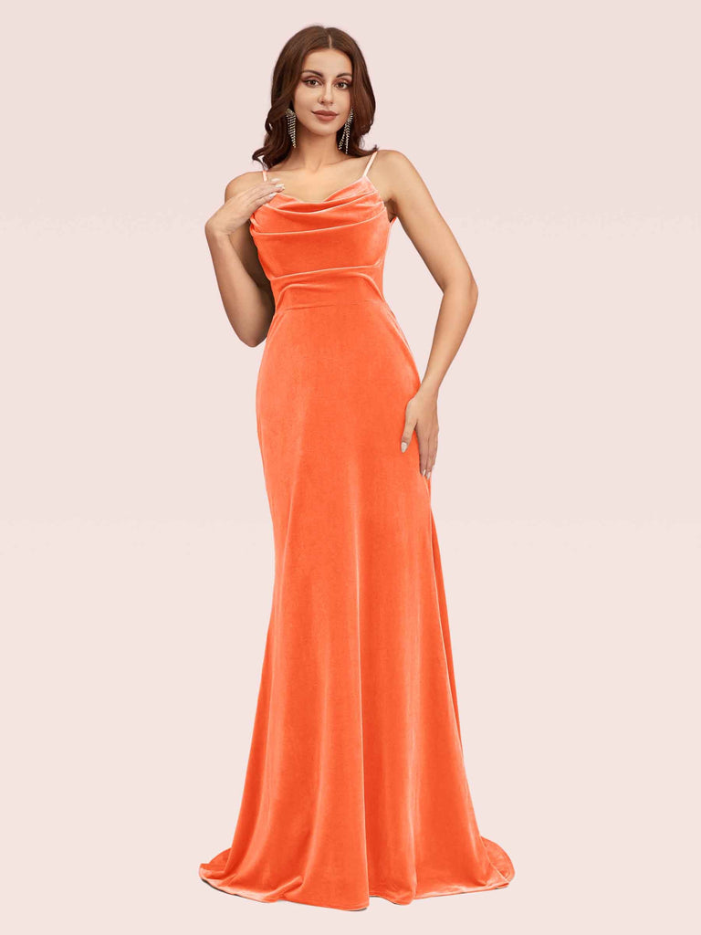 Modern Velvet Spaghetti Straps Long Mermaid Graduation Prom Dresses Online Modern Velvet Spaghetti Straps Long Mermaid Graduation Prom Dresses Online