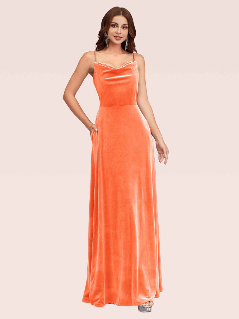 Sexy Spaghetti Straps Velvet Long Graduation Prom Dresses Online Sexy Spaghetti Straps Velvet Long Graduation Prom Dresses Online