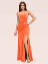 Elegant V-Neck Side Slit Long Velvet Bridesmaid Dress Online