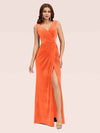 Sexy V Neck Long Velvet Bridesmaid Dresses Online With Slit