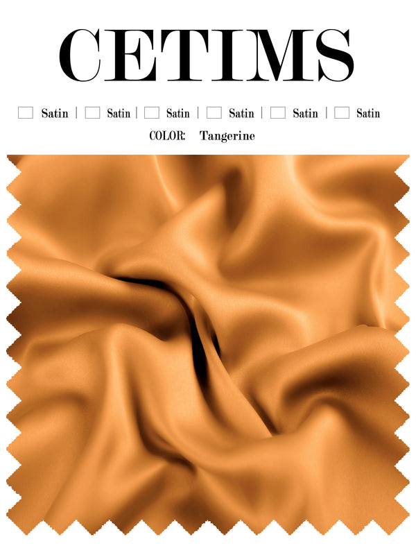 Soft Satin Fabric Swatch Tangerine