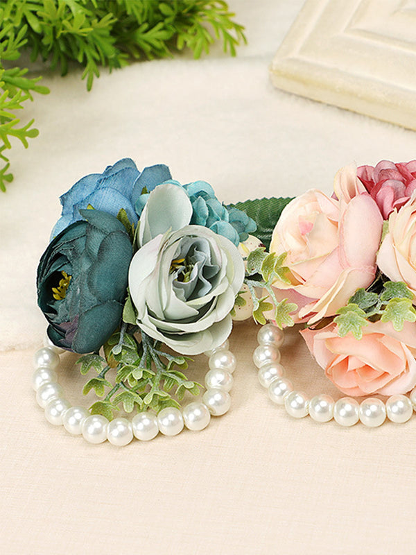 Wedding Sister Wrist Flower Bridesmaid Pearl Bracelet Wrist Decorative Flower, CG61425