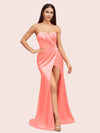 Sexy Mermaid Sweetheart Side Slit Soft Satin Bridesmaid Dresses Online For Sale