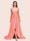 Sexy High Low Halter Satin Bridesmaid Dresses Online