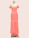 Sexy Cold Shoulder High Low Asymmetric Soft Satin Shot Formal Prom Dresses Online