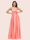 Sexy One Shoulder A-Line Long Soft Satin Bridesmaid Dresses With Pleats For Sale